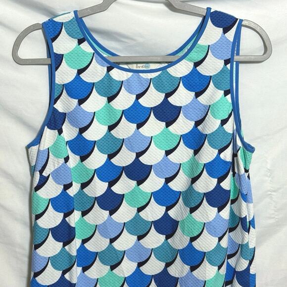 Boden Phyllis Scalloped Mermaid Cotton Sheath Shift Dress Size 10 L Long Tall - Picture 3 of 5